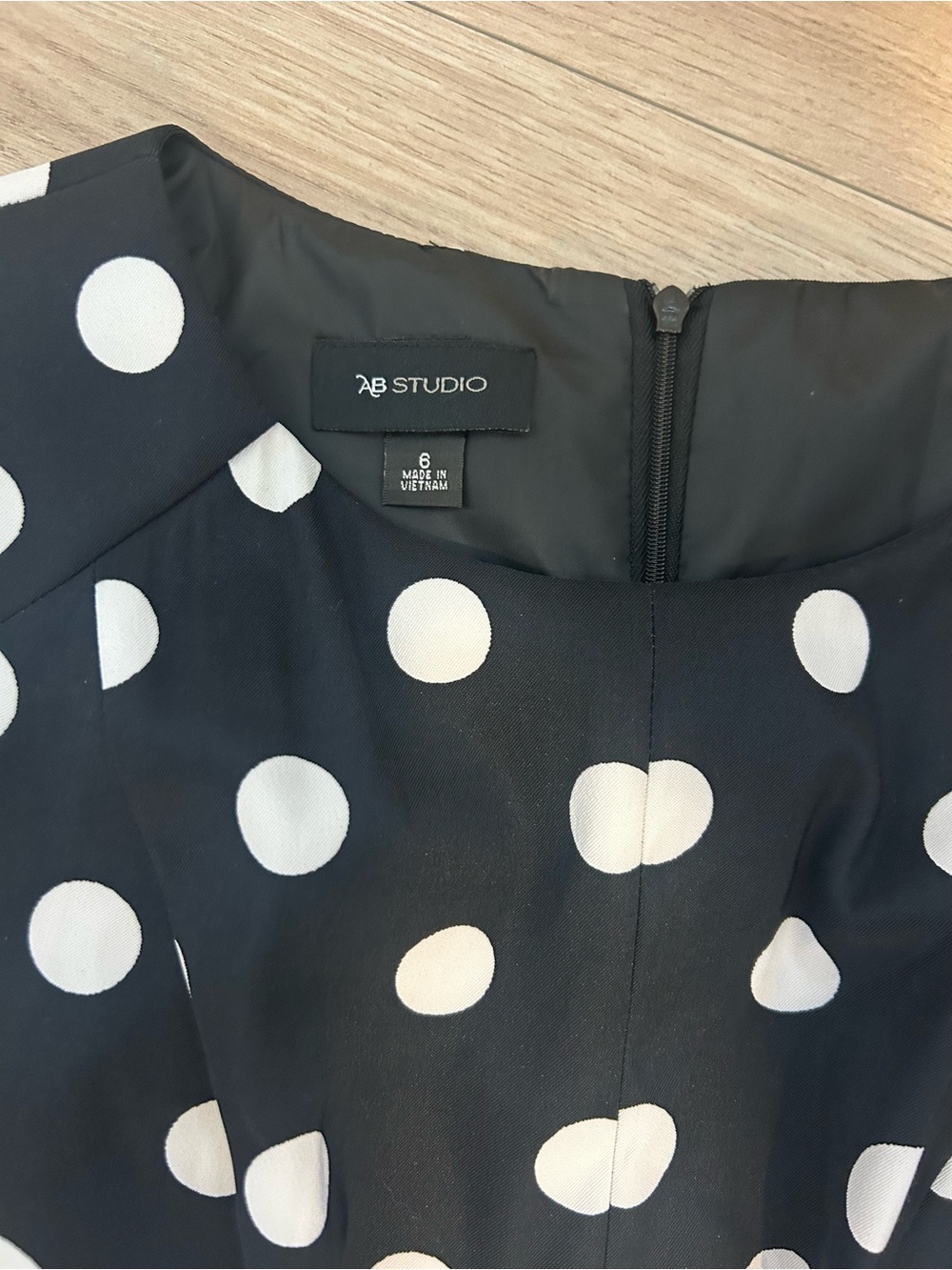 AB Studio Black Dress with White Polka Dots - Picture 3 of 5